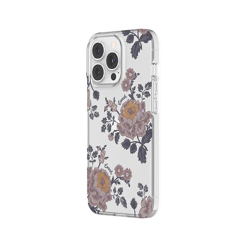 Coach Protective Case for iPhone 15 Pro Max - Moody Floral/Purple/Glitter/Clear