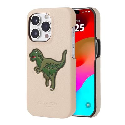 Coach iPhone 14 Pro Slim Wrap Case, Ivory Rexy/Pebbled Leather