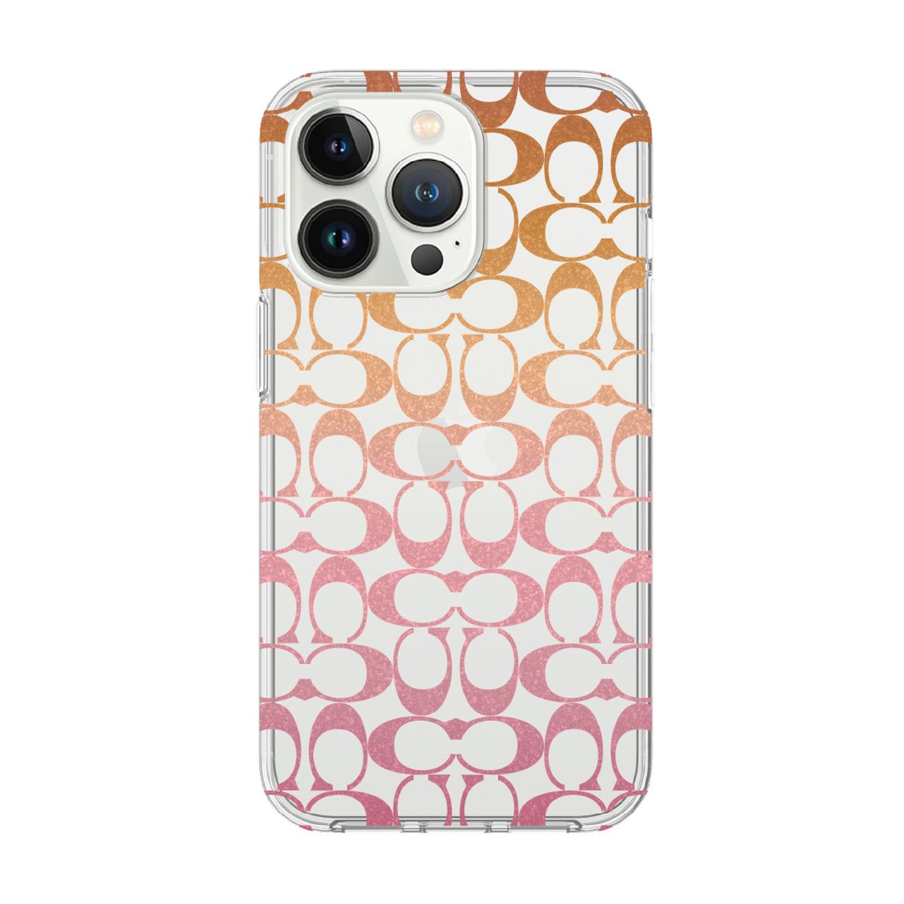 Coach iPhone 14 Pro Protective Case, Signature C Pink Ombre Glitter