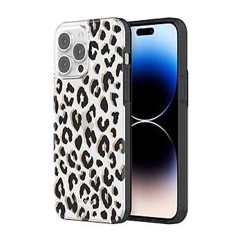 Kate Spade New York iPhone 14 Pro Protective Hardshell, City Leopard Black/Gold