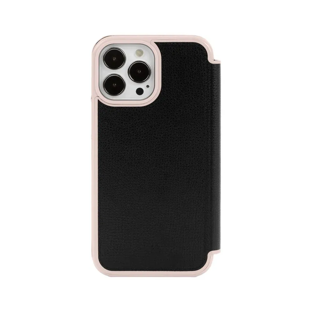 Kate Spade New York iPhone 14 Pro Max Folio Case, Black/Pale Vellum Bumper/Pale