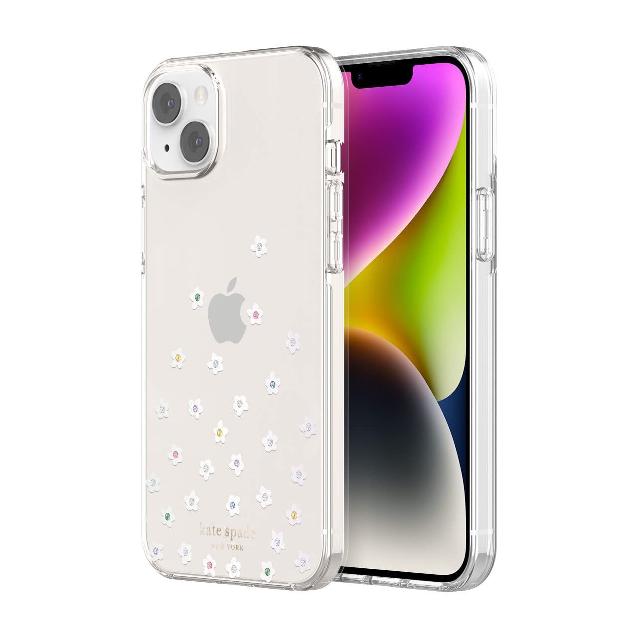 Kate Spade New York iPhone 14 Plus Protective Hardshell, Pearl Wild Flowers/Crea