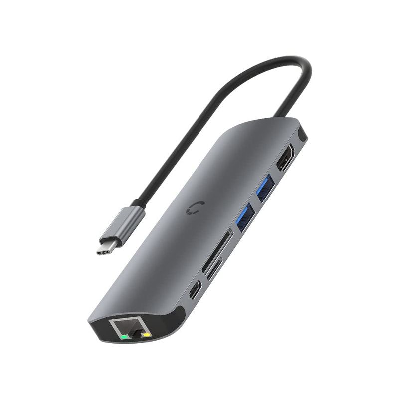 Cygnett DeskMate C to 2xA+HDMI+SD/TF+RJ45+USB-C PD Hub