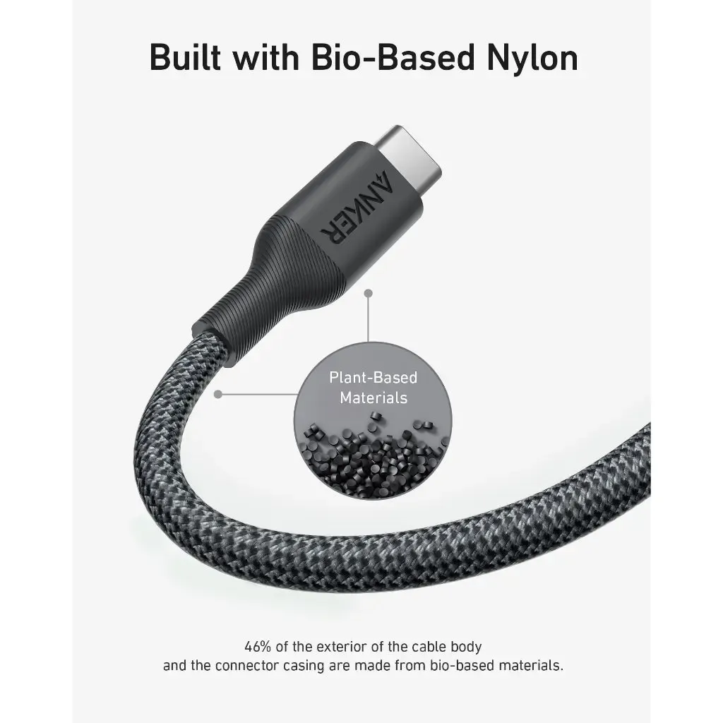 Anker Bio-Braided USB-C to USB-C Cable, 1.8M Black
