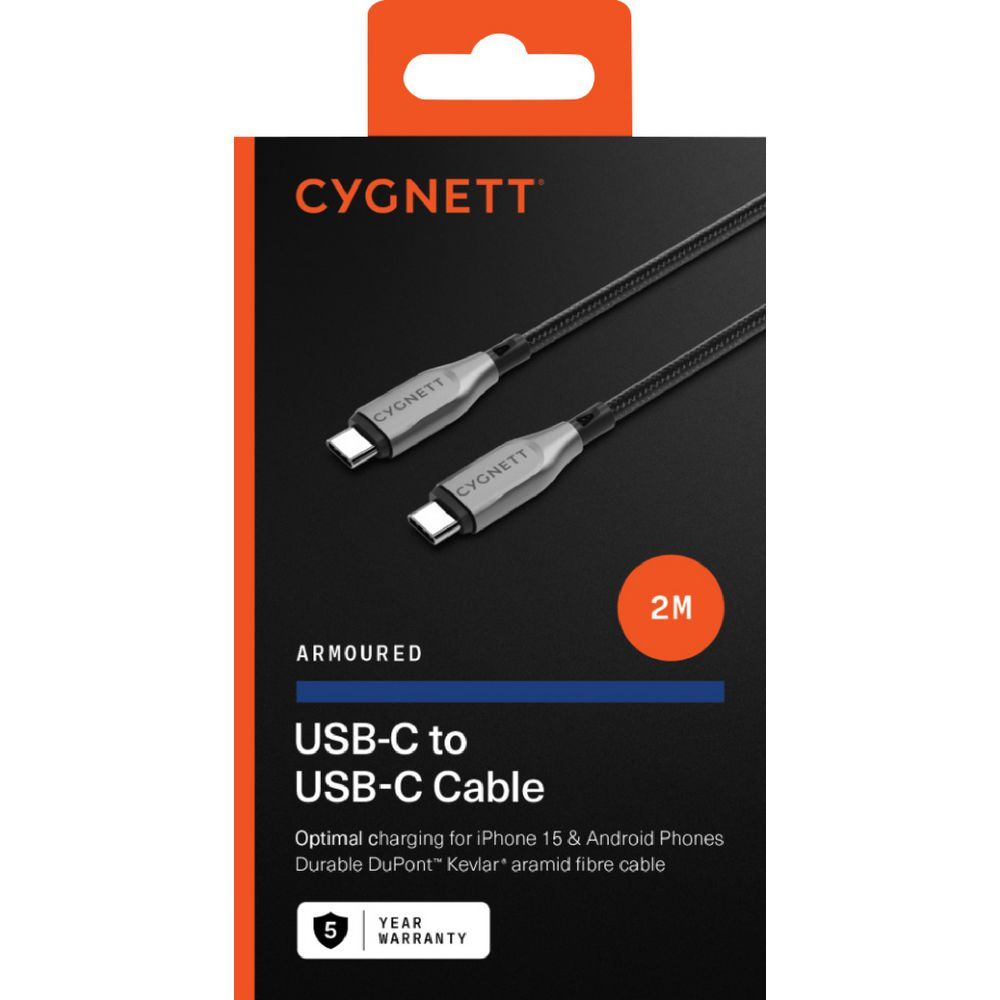 Cygnett Armored 2.0 C to C (5A/100W ) Cable 2M, White