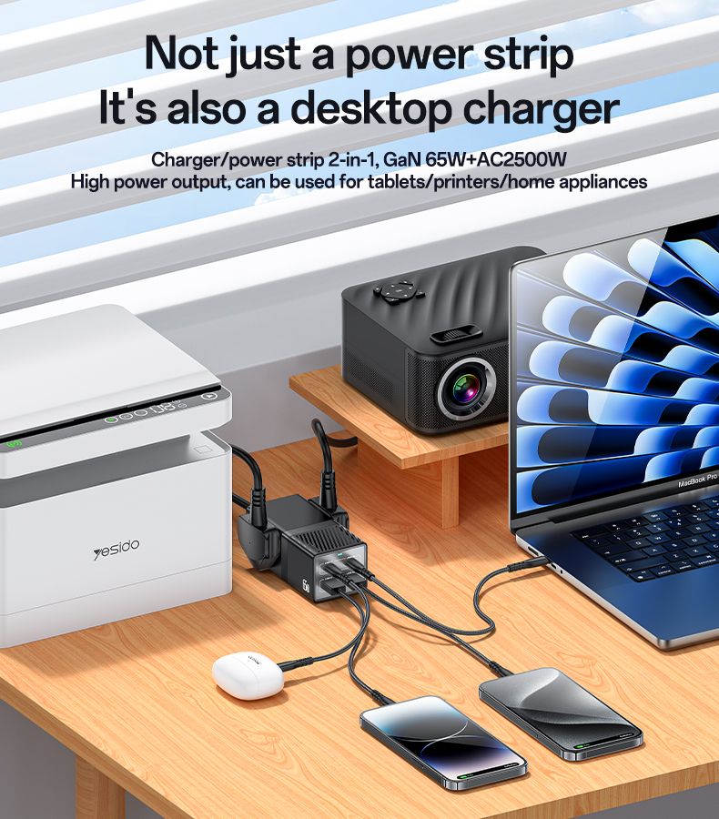 Yesido MC38 Power Strip 65W 1.5M (UK)