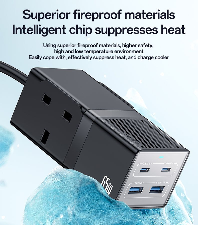 Yesido MC38 Power Strip 65W 1.5M (UK)