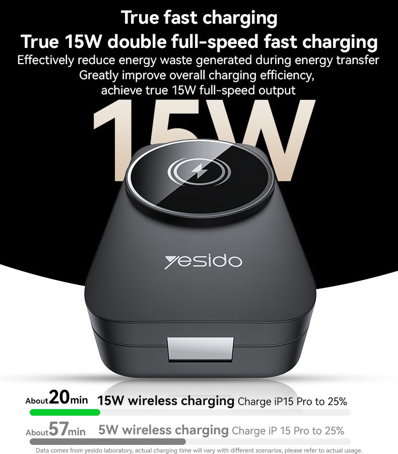 Yesido DS27 Foldable 3-in-1 Wireless Charger, Black