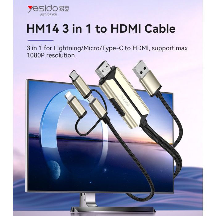 Yesido HM14 3in1 HDTV Cable, 2M