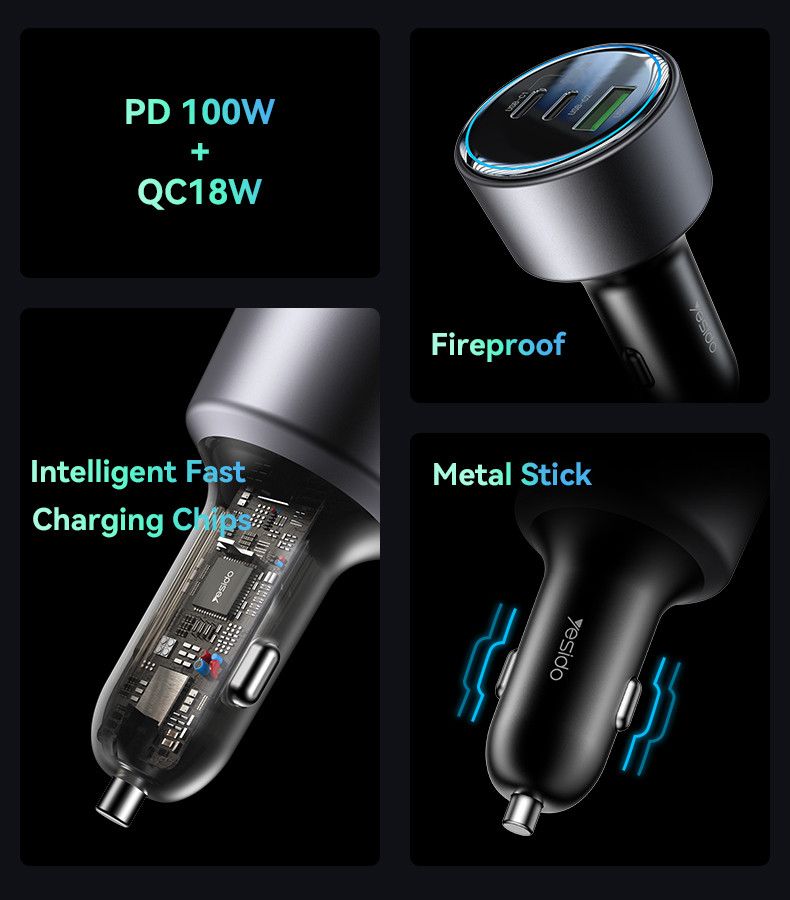 Yesido Y59 Dual 100W PD Car Charger