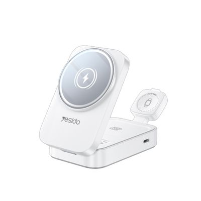 Yesido DS27 Foldable 3-in-1 Wireless Chargere, White