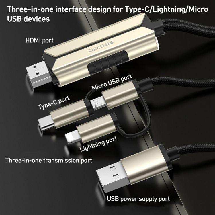 Yesido HM14 3in1 HDTV Cable, 2M
