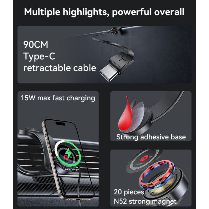 Yesido C314 Magnetic Wireless Car Charger