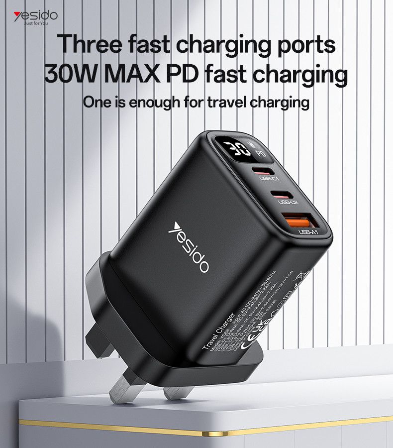 Yesido YC88 Quick Charger 30W, Black