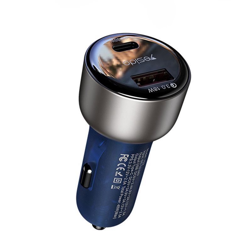 Yesido USB-C 30W+USB-A QC3.0 18W Car Charger