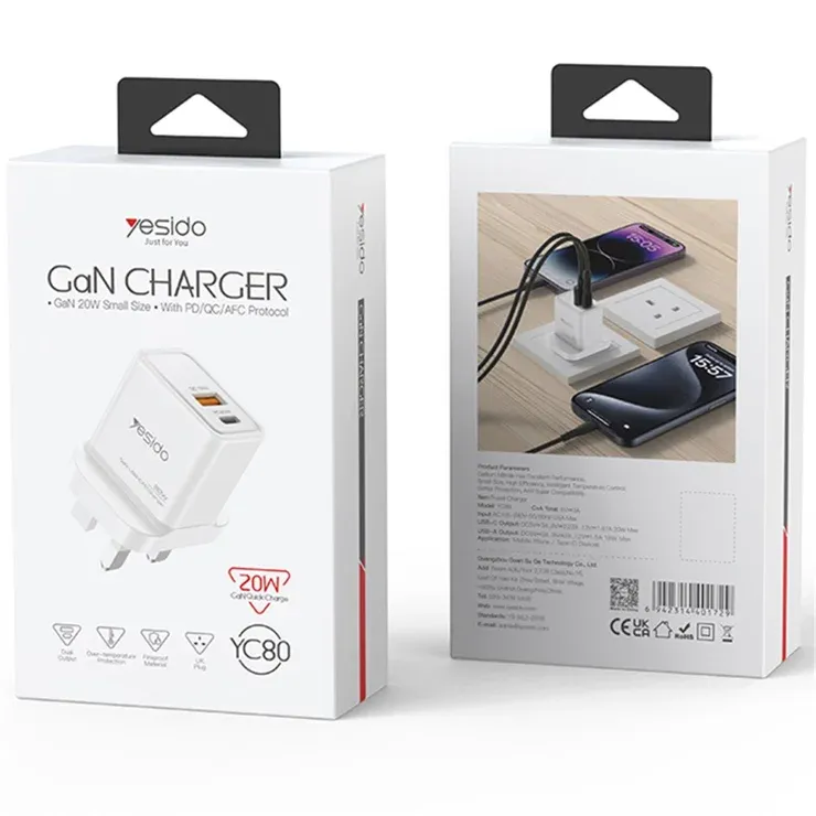 Yesido YC80 GaN Charger 20W, White