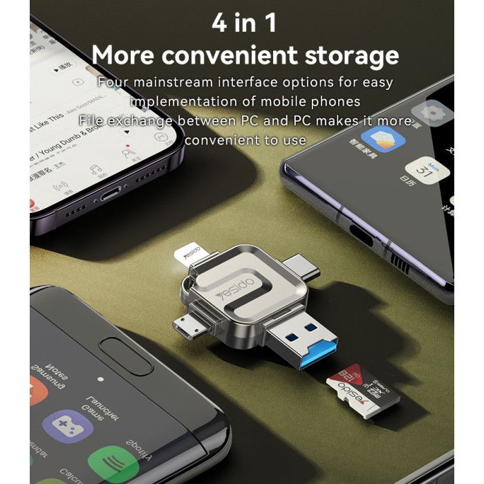Yesido GS23 Card Reader, Silver