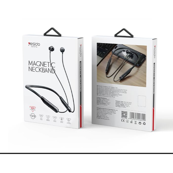 Yesido YSP20 Magnetic Neckband 40H, Black