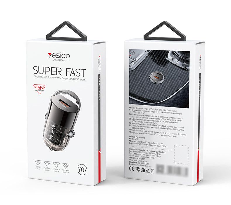 Yesido Y67 Single USB-C 45W Mini Car Charger