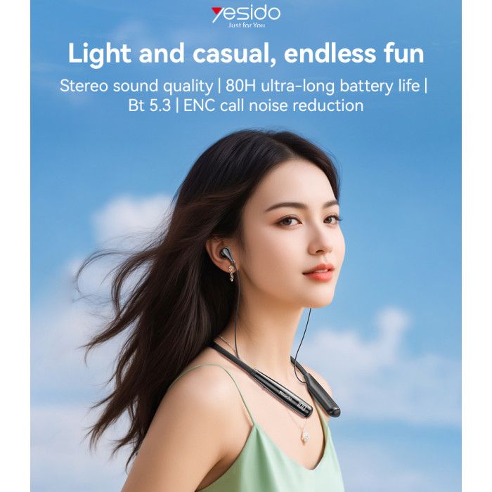 Yesido YSP22 Magnetic Neckband 80H, Black