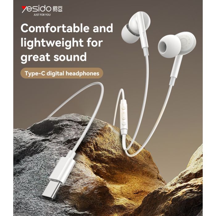 Yesido YH45 Hevy Bass Type-C Headphones, 1.2M White