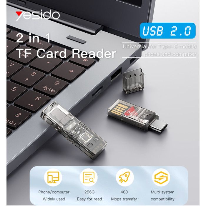 Yesido GS21 2in1 Card Reader USB 2.0