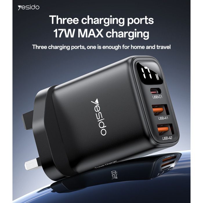 Yesido YC86 Travel Charger 17W, Black
