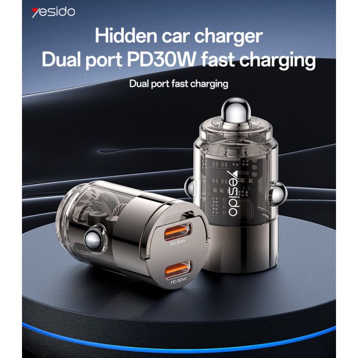Yesido Y69 Dual USB-C PD30W mini Zinc Alloy Car Charger