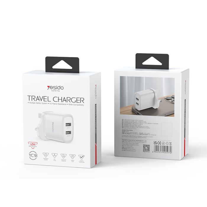 Yesido YC91 Travel Charger 12W, White