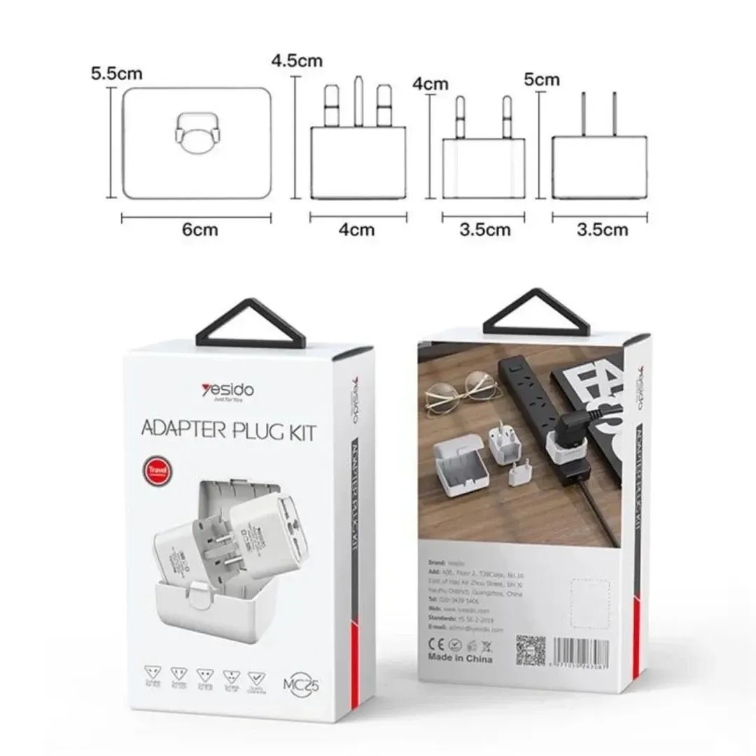 Yesido MC25 Travel Adapter Plugkit, White