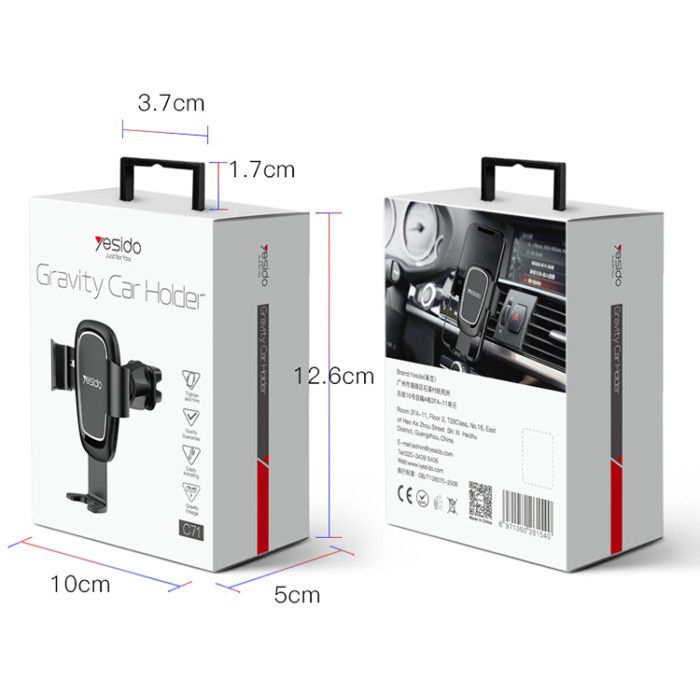 Yesido C71 Cravity Car Holder, Black