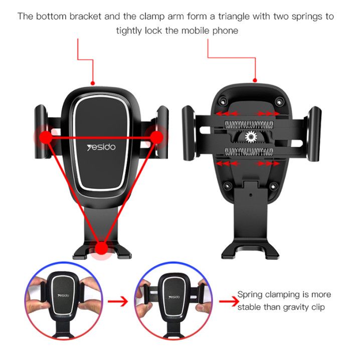 Yesido C71 Cravity Car Holder, Black