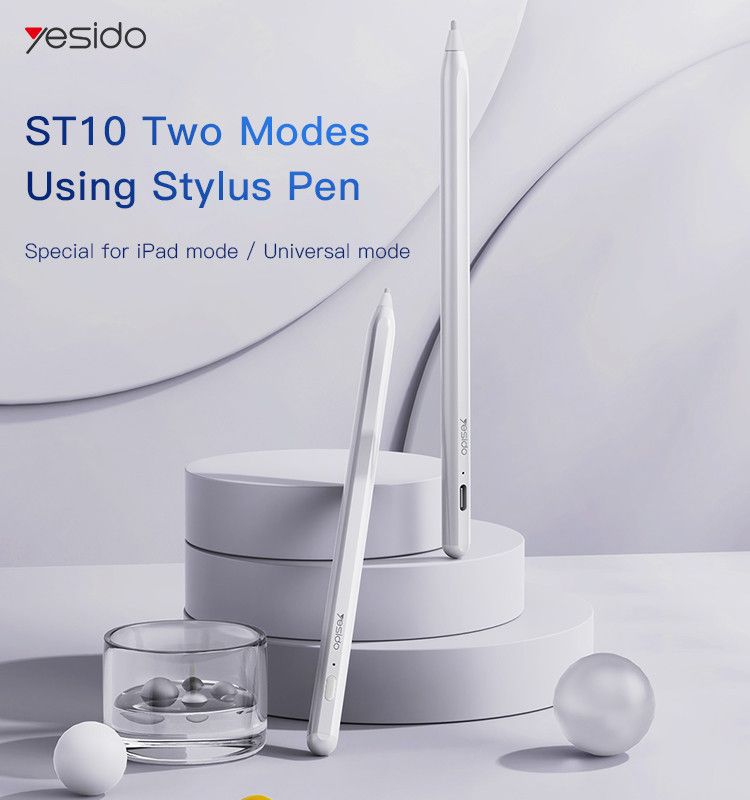 Yesido ST10 Capacitive Stylus Pen Magnets Palm Rejection, White