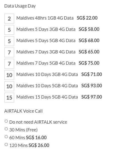 Maldives eSIM 48 Hrs 1GB
