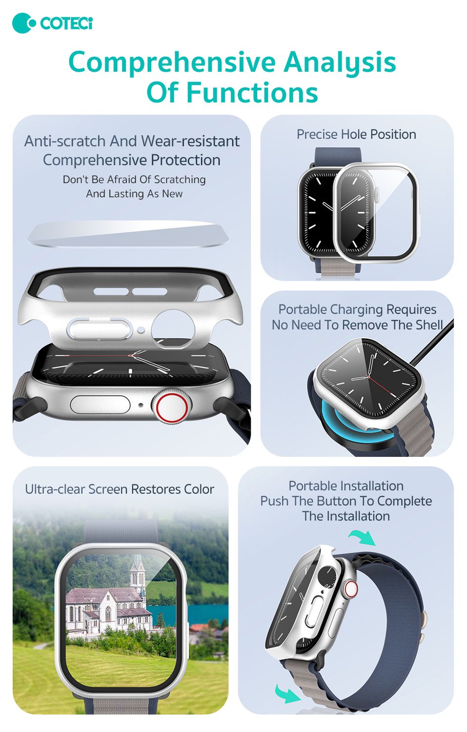 Coteci iWatch Ultra 1/2 49mm Protective Case, Black