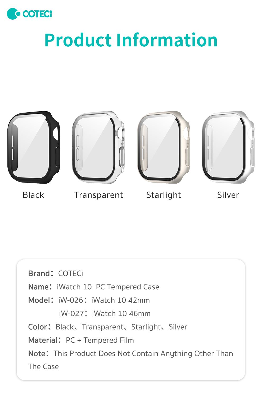 Coteci iWatch Ultra 1/2 49mm Protective Case, Black