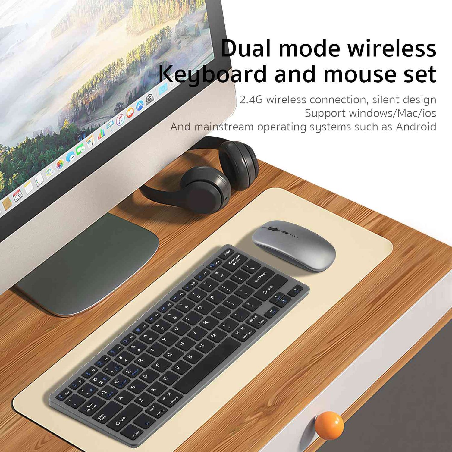 Coteci OF45 Keyboard &amp; Mouse Dual Mode Kit, Silver