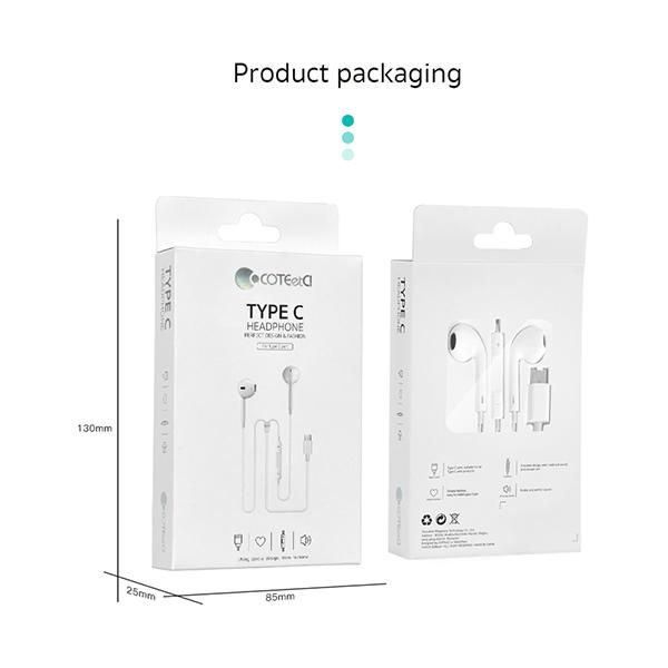 Coteci CS5189 Type-C Universal Headphones, White
