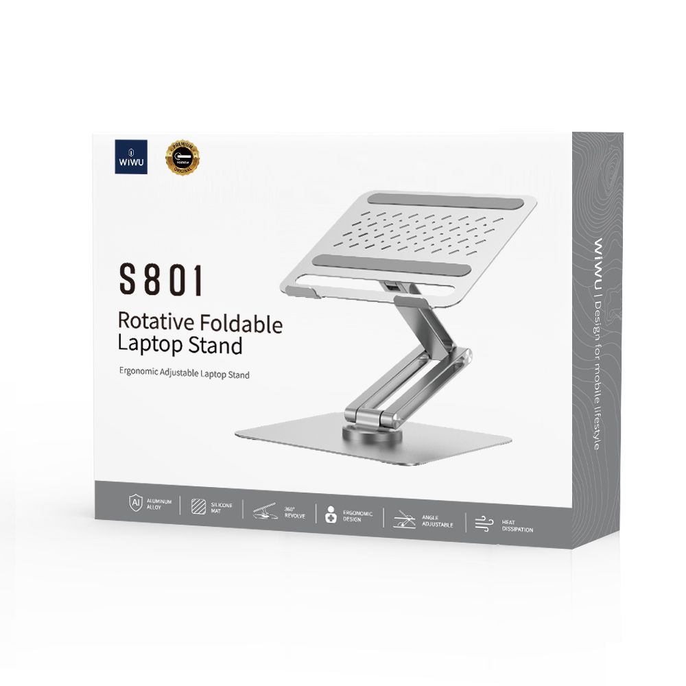WiWU S801 Rotative Foldable Laptop Stand, Silver
