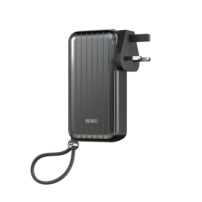 WiWU P030 Trunk Power Bank 10,000mAh with Plug, Black