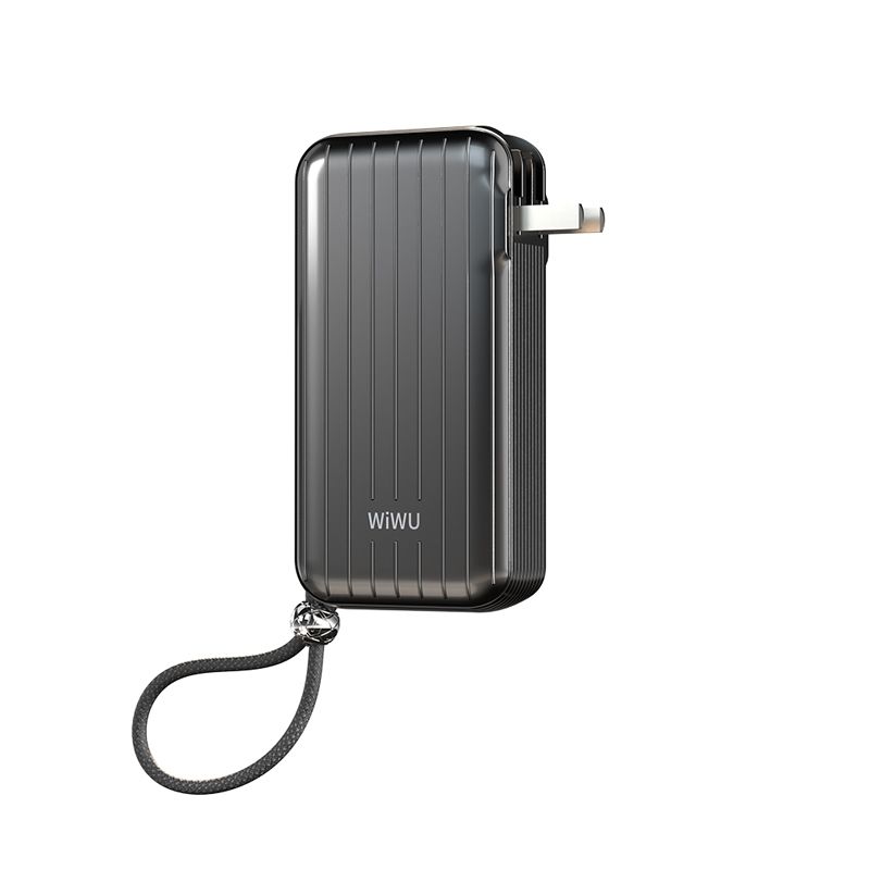 WiWU P030 Trunk Power Bank 10,000mAh with Plug, Black