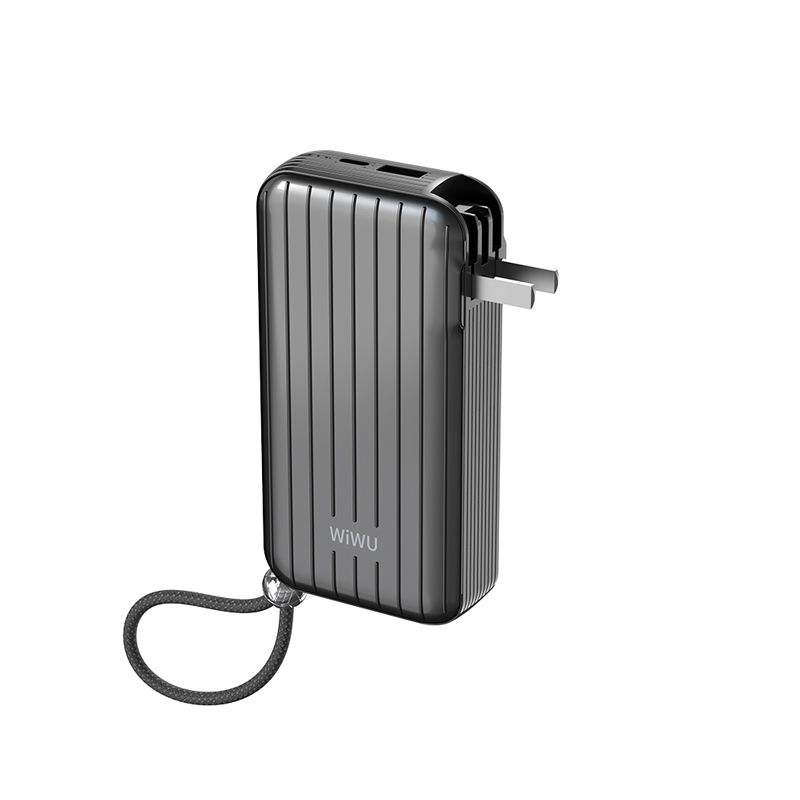 WiWU P030 Trunk Power Bank 10,000mAh with Plug, Black