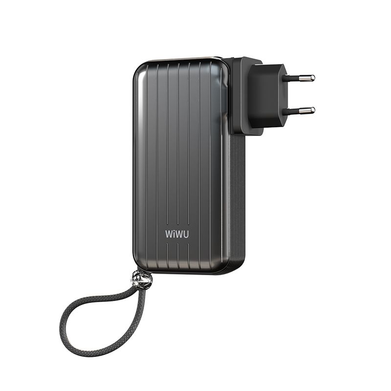 WiWU P030 Trunk Power Bank 10,000mAh with Plug, Black