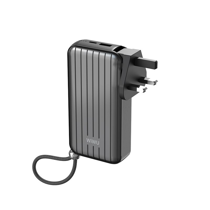 WiWU P030 Trunk Power Bank 10,000mAh with Plug, Black