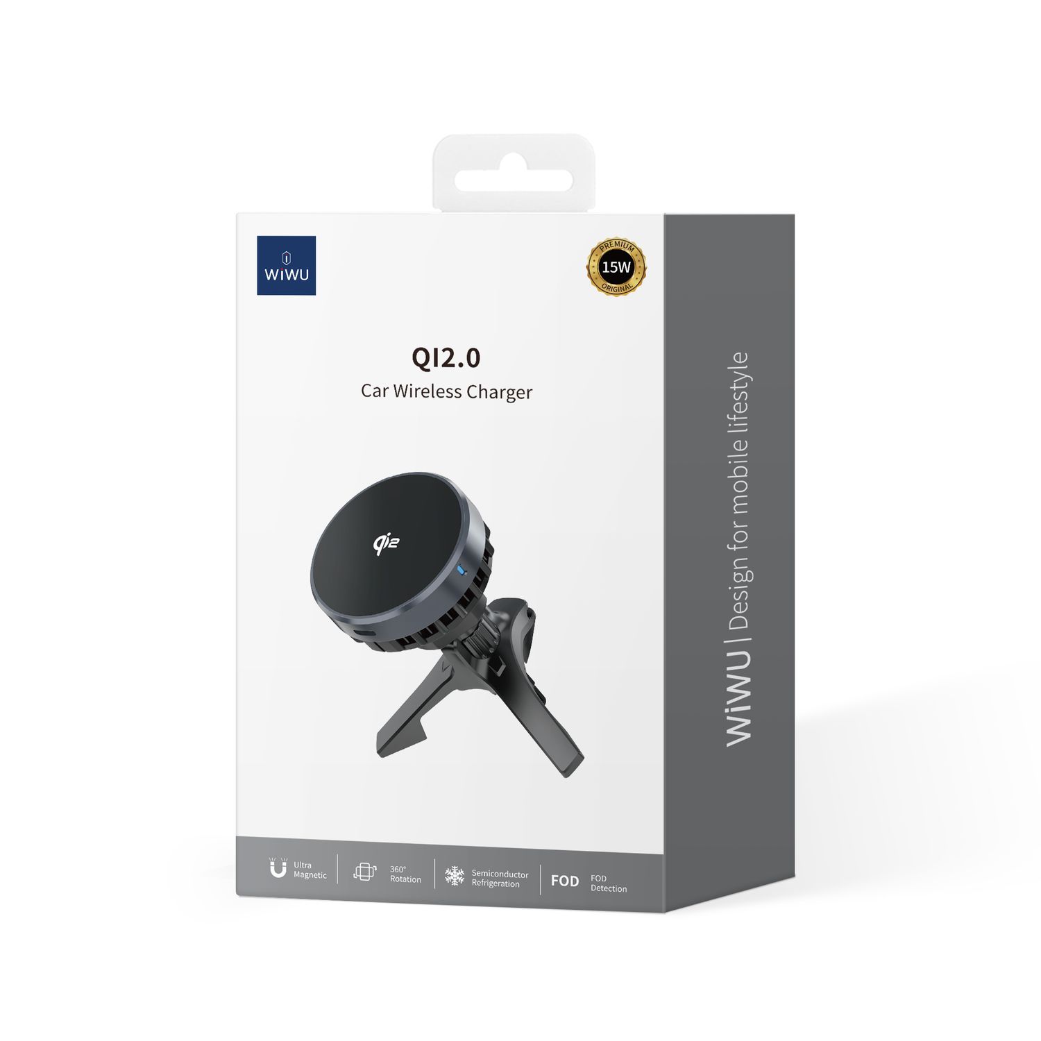 WiWU CH319 qi2 Wireless Car Charger, Black