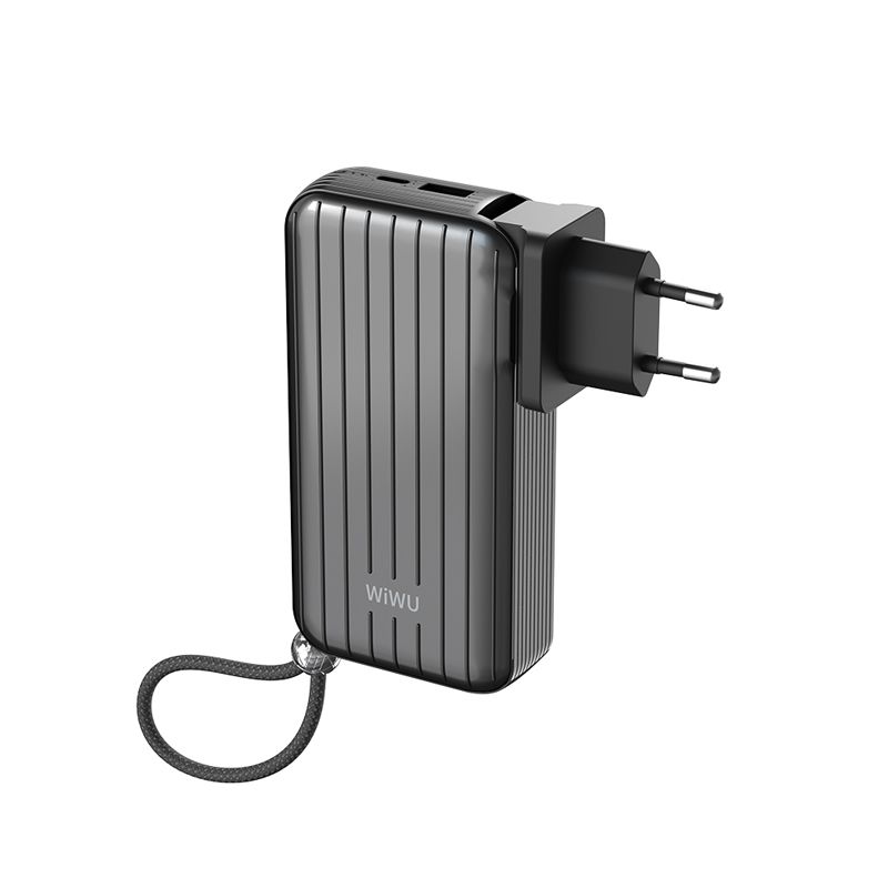 WiWU P030 Trunk Power Bank 10,000mAh with Plug, Black