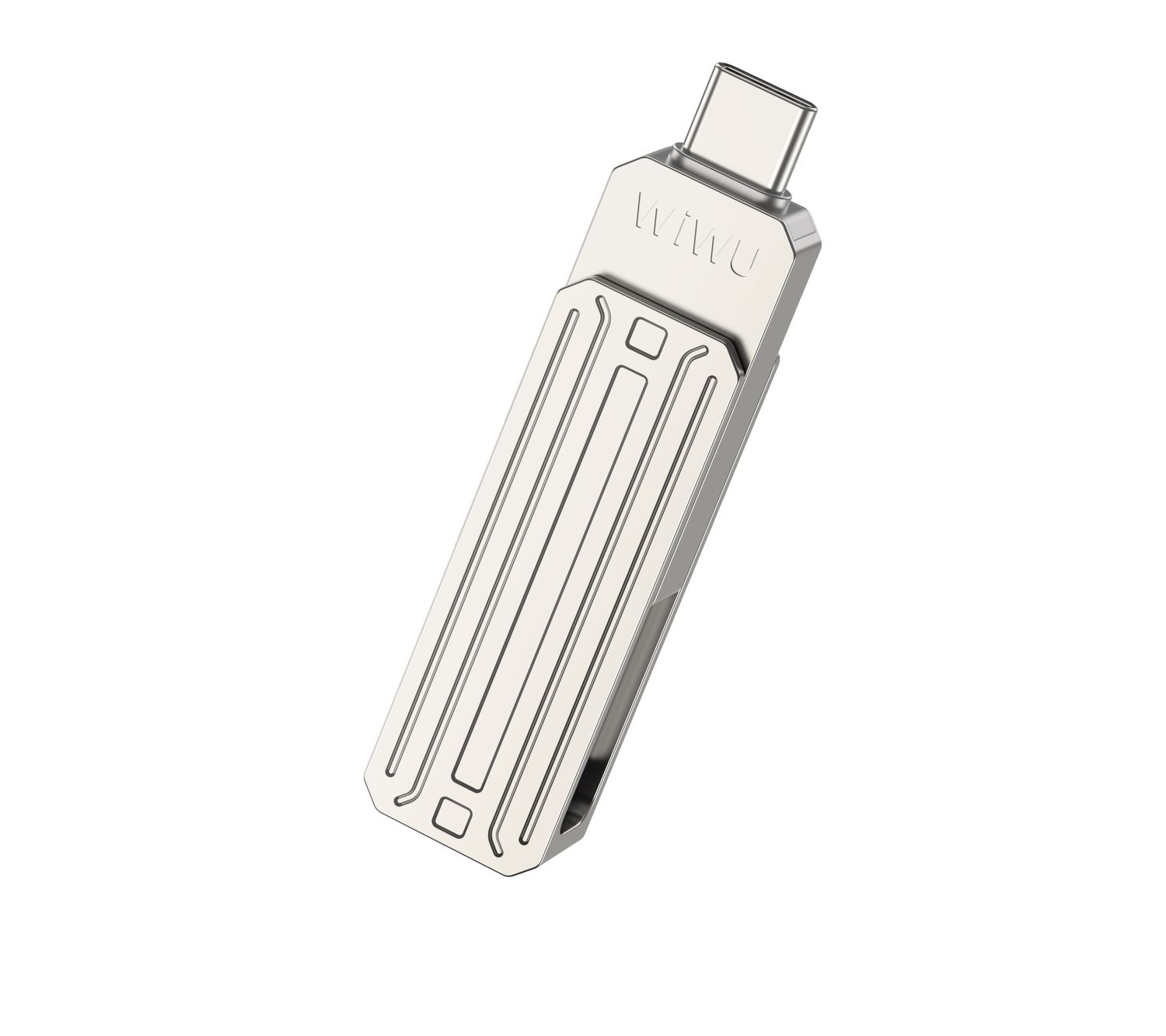 WiWU FD001 3 in 1 USB 3.0 Flash Drive 256GB, Silver