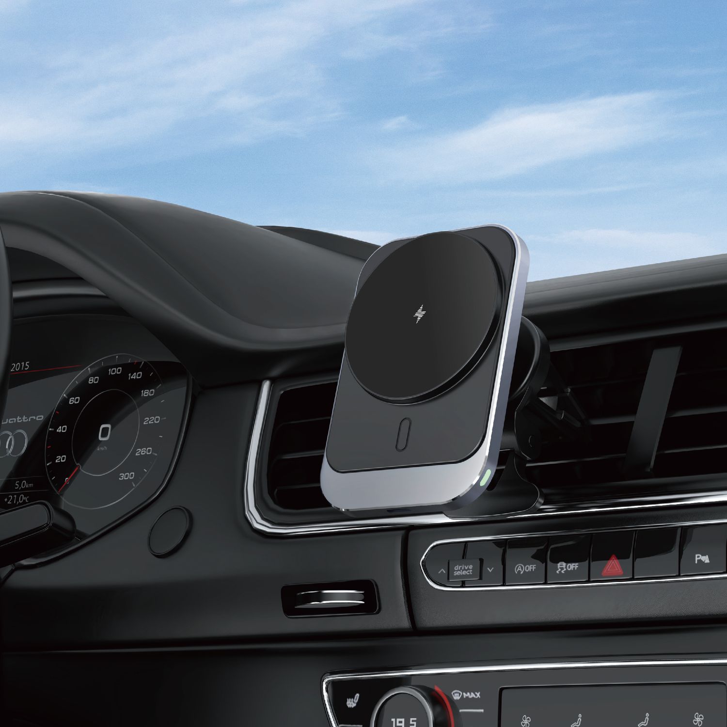 WiWU CH314 Freelander Magnetic Wireless Car Charger, Black