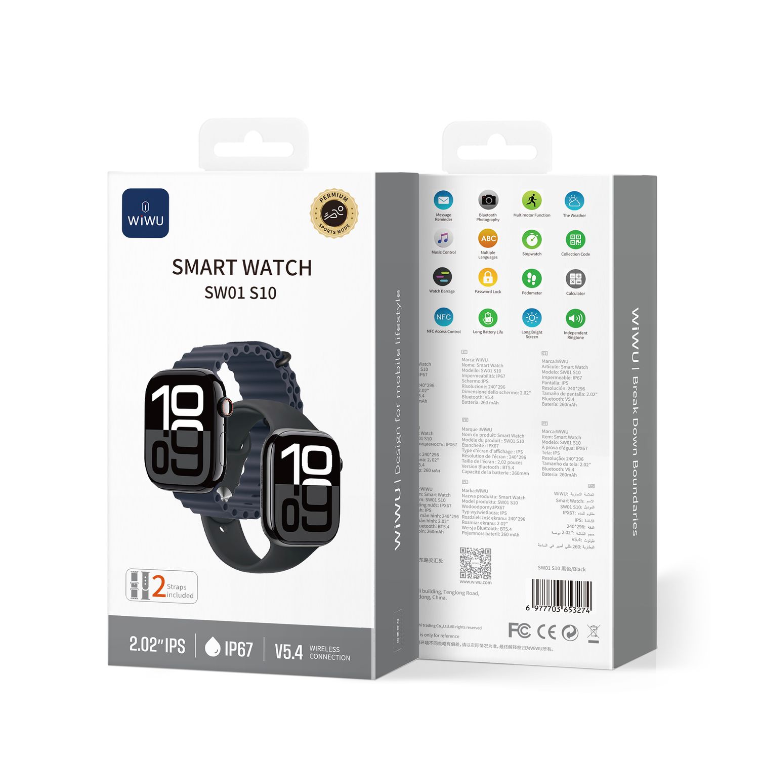 WiWU SW01 S10 Smart Watch, Silver