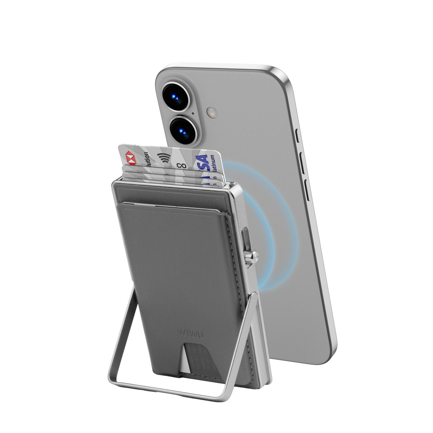 WiWU MW6 Regal Mag Metal Stand Card Holder, Ash Gray